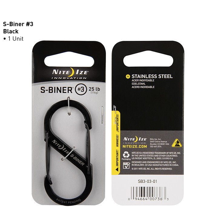 Nite Ize S-Biner Stainless Steel Carabiner Clip #3 - Heavy Duty Keychain Hook for Outdoor Gear, Keys, Backpacks & Camping Accessories