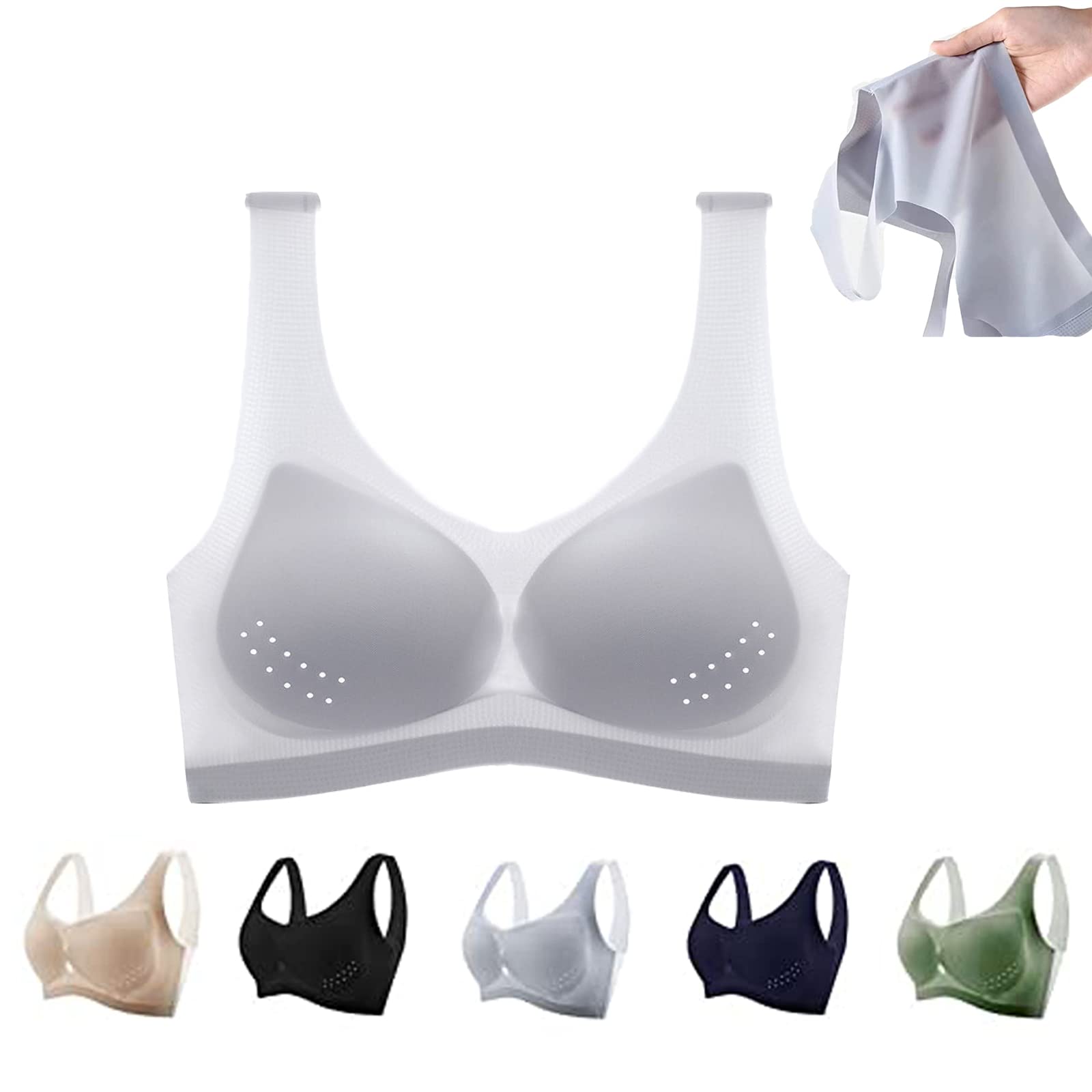 Ultra-Thin Ice Silk Bra for Women - Seamless Wireless Sports Bra with Removable Pads - Breathable & Comfortable for Yoga, Running, Gym & Everyday Wear