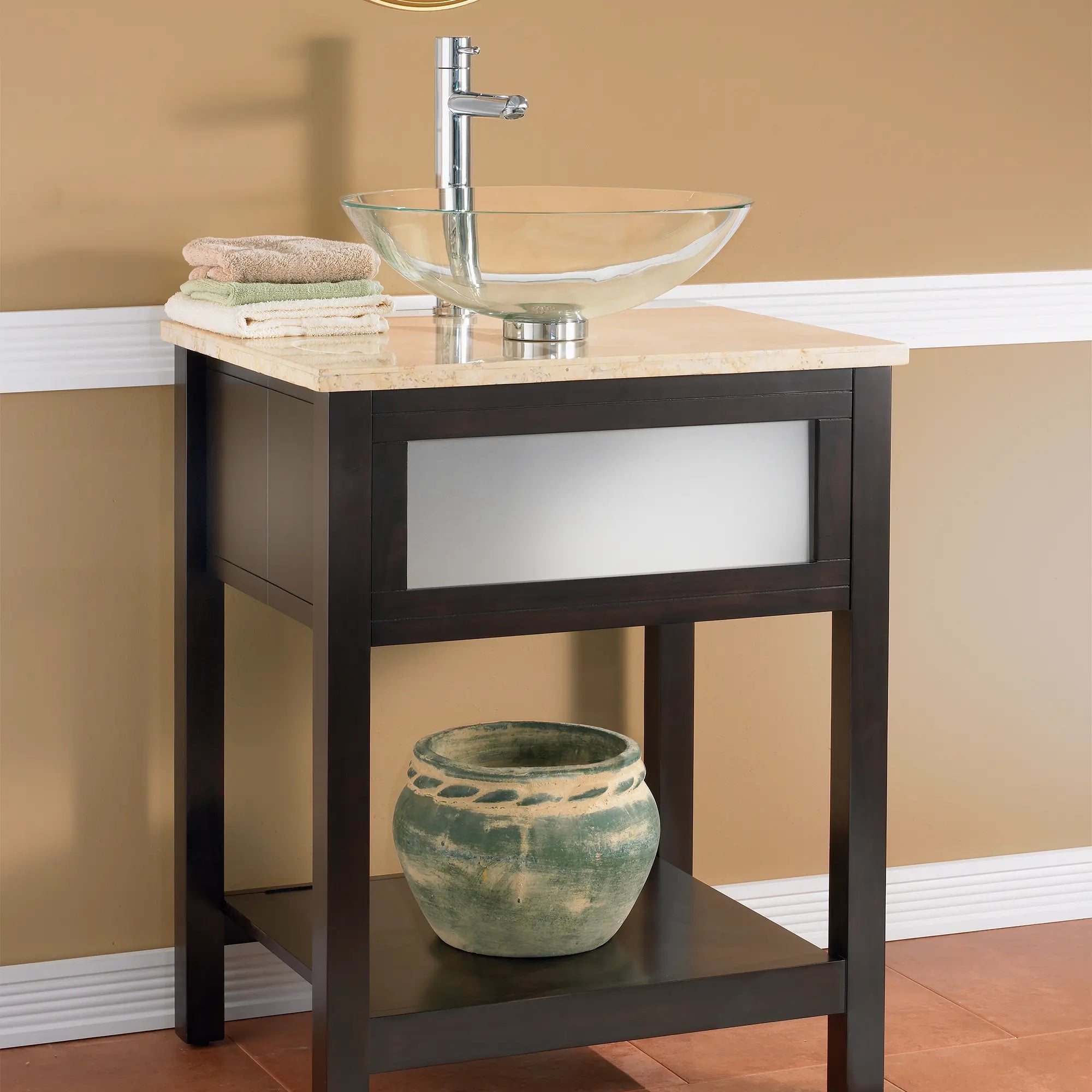 Elegant Dorian Glass Vessel Sink - Modern Bathroom Vanity Sink with Unique Design for Contemporary Home Decor | Perfect for Powder Rooms, Guest Baths & Spa Retreats