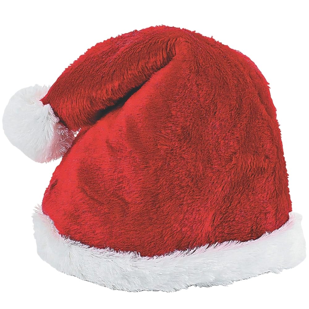 Fun Express Adult Plush Santa Hat for Christmas - Festive Holiday Costume Accessory | Perfect for Christmas Parties, Office Events & Family Gatherings