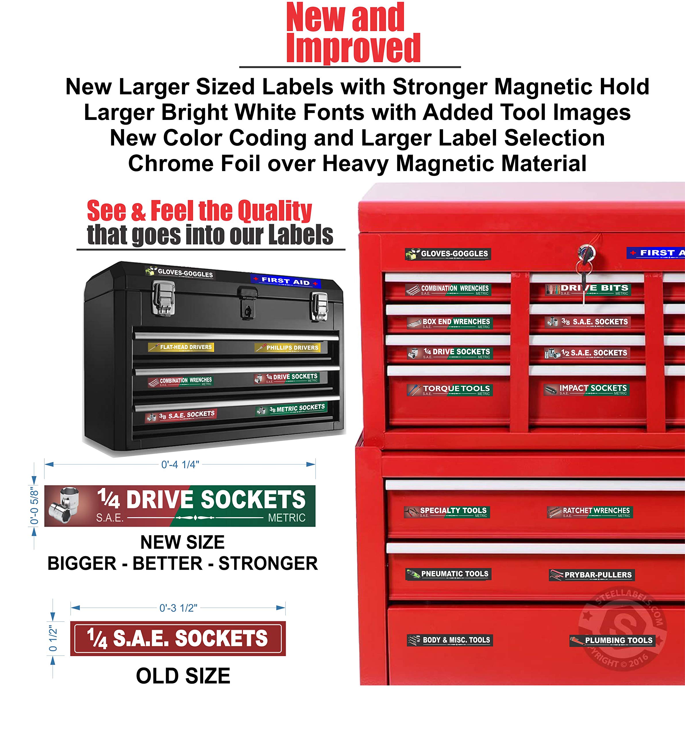 Ultimate Magnetic Tool Box Organizer Labels - Green Edition for Tool Chests, Drawers & Cabinets | Fits Craftsman, Snap-on, Mac, Matco & Cornwell | Quick & Easy Organization for Home Garage & Workshop