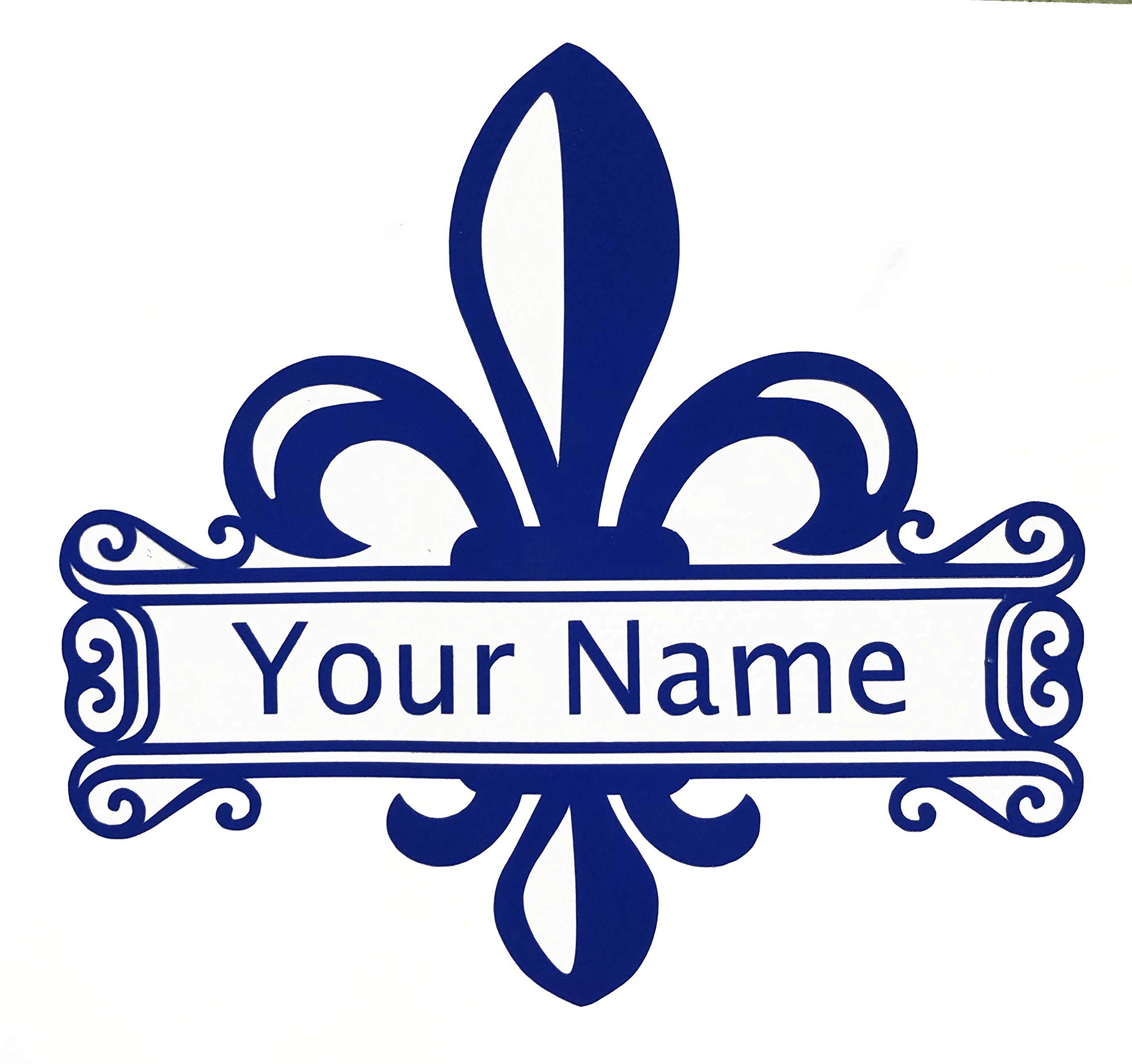 Custom Fleur-de-Lis Name Decal - Personalized Coat of Arms Bumper Sticker for Cars, Tumblers & Laptops - Choose Your Size & Color - Perfect for Gifts, Home Decor & Vehicle Customization