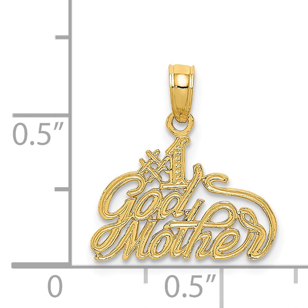 FJC Finejewelers 14k Yellow Gold #1 Godmother Charm Pendant - Perfect for Baptism, Christening & Special Occasion Gifts