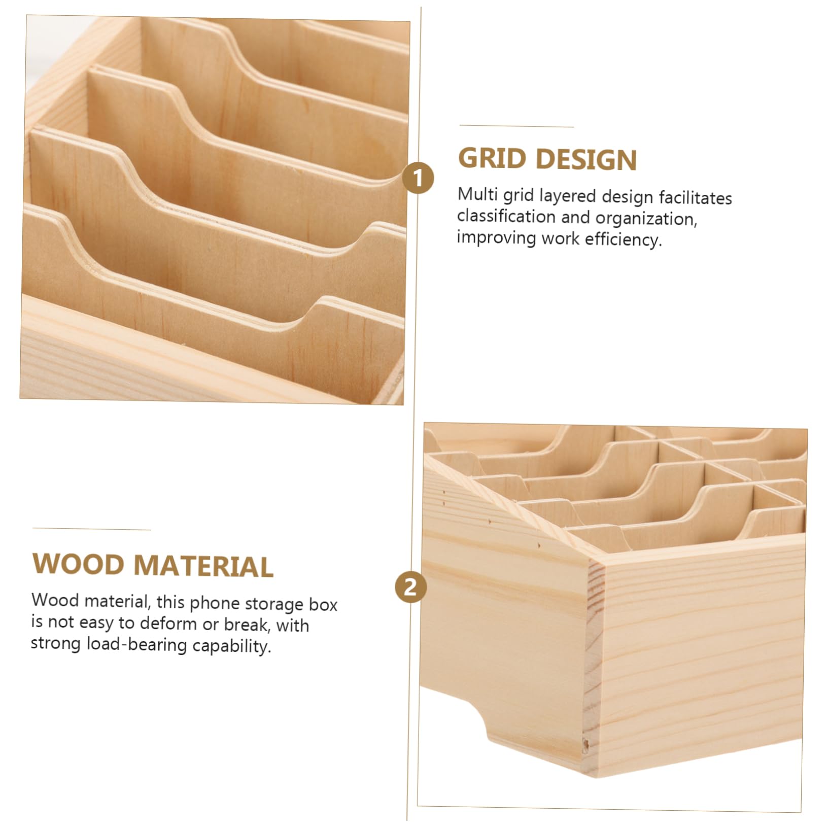 CANIGHT Wooden Phone Organizer Box - Stylish Mobile Phone Display Shelf with Cubes | Perfect for Home, Office, and Retail Store Organization