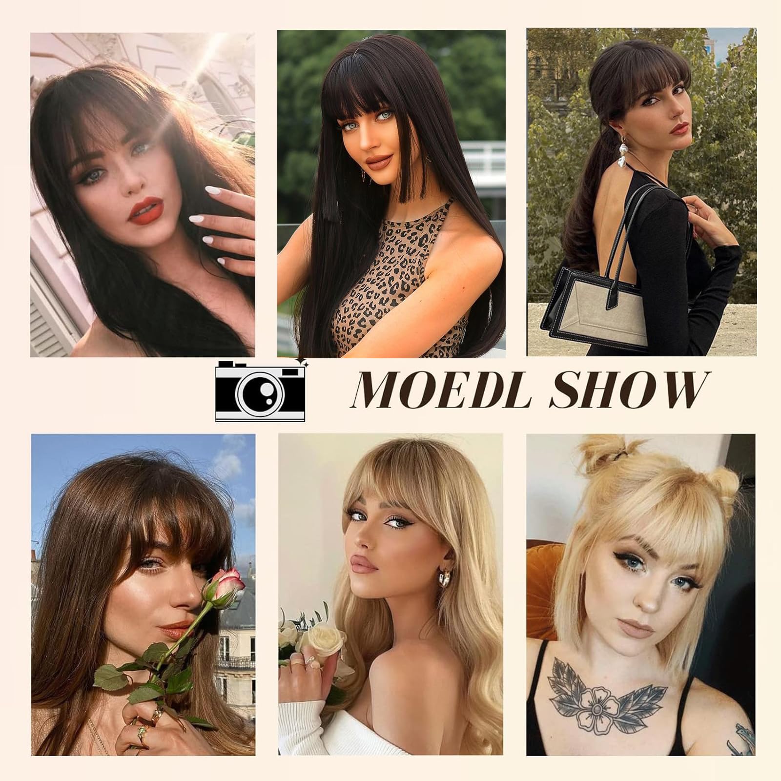Clip In Bangs - 100% Real Human Hair Bangs Clip in Brown & Black | Clip On Bangs Hair Extensions | Fake Bangs Human Hair French Bangs | Hair Clip Fringe with Temples | Curved Bangs for Women | Perfect for Daily Wear, Cosplay, and Fashion Styling