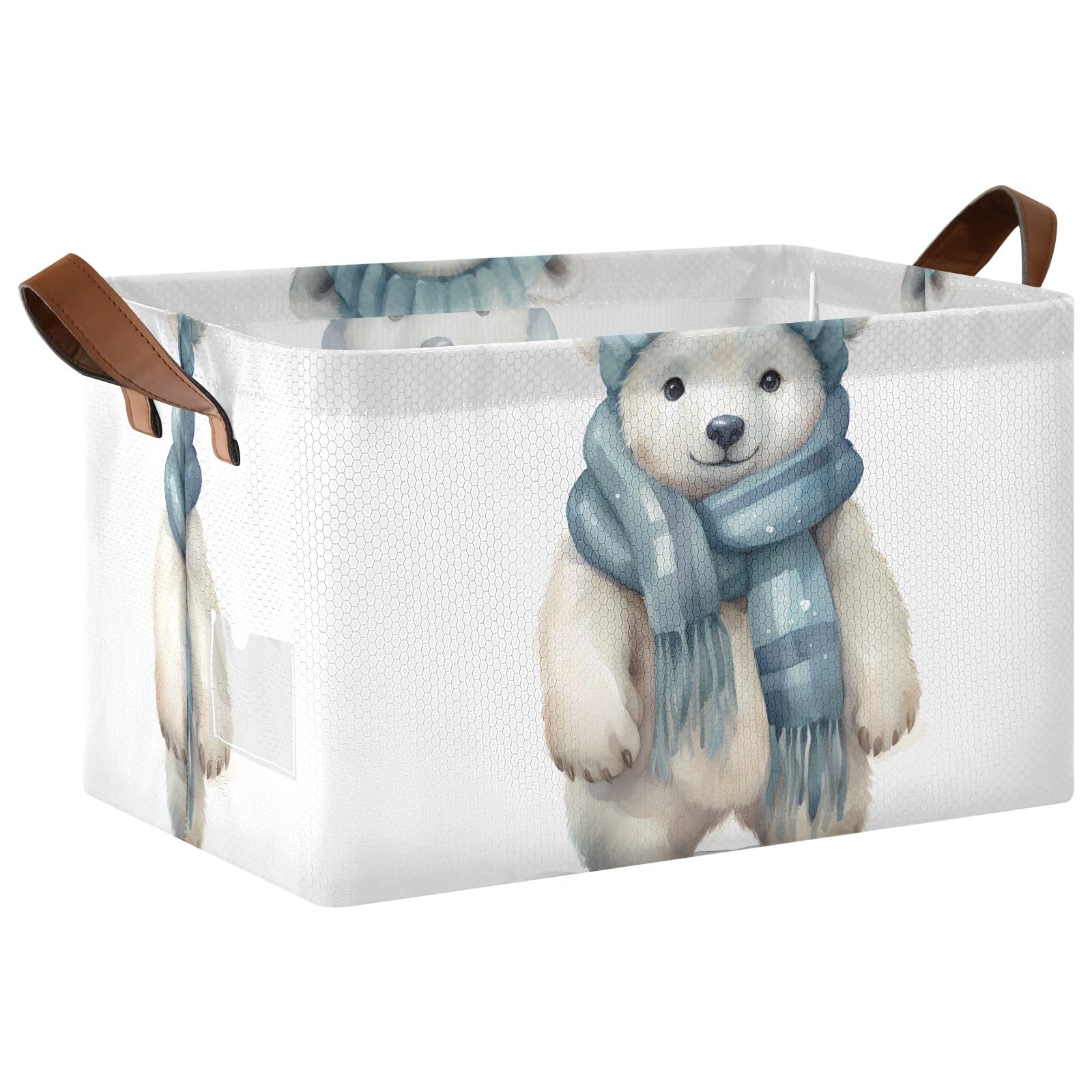 ALAZA Closet Storage Cubes - Collapsible Fabric Bins for Shelves (2-Pack) | Cute Bear Design | Perfect for Bedroom, Nursery & Kids Room Organization