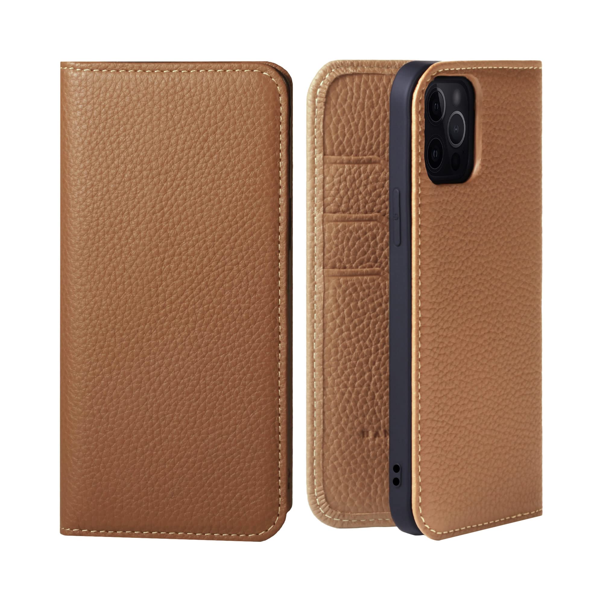 Premium Genuine Leather iPhone 13 Pro Flip Case with Card Holder - Slim Wallet Phone Cover for Women & Men (Camel Brown) | Stylish Protection for Everyday Use, Business & Travel