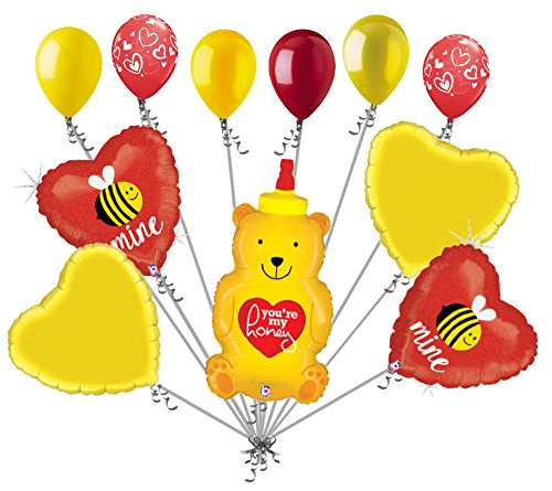 11-Piece Valentine's Day Balloon Bouquet Set - You're My Honey, Be Mine, Hugs & Love You - Perfect for Romantic Proposals, Anniversaries & Couples Gifts