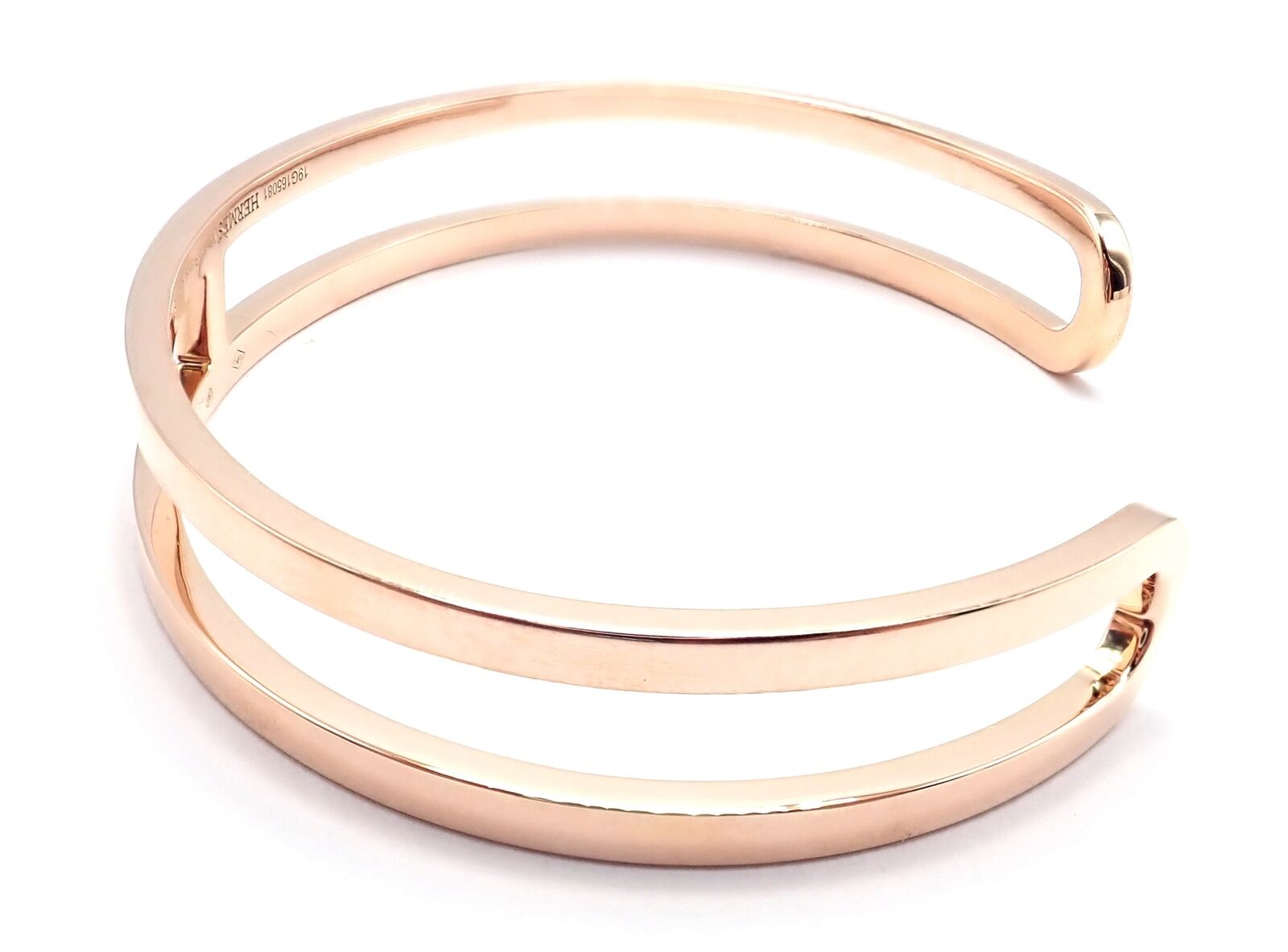 Authentic Hermes 18k Rose Gold H Open Cuff Bangle Bracelet - Luxury Jewelry for Women, Elegant Gift for Birthday, Anniversary & Special Occasions
