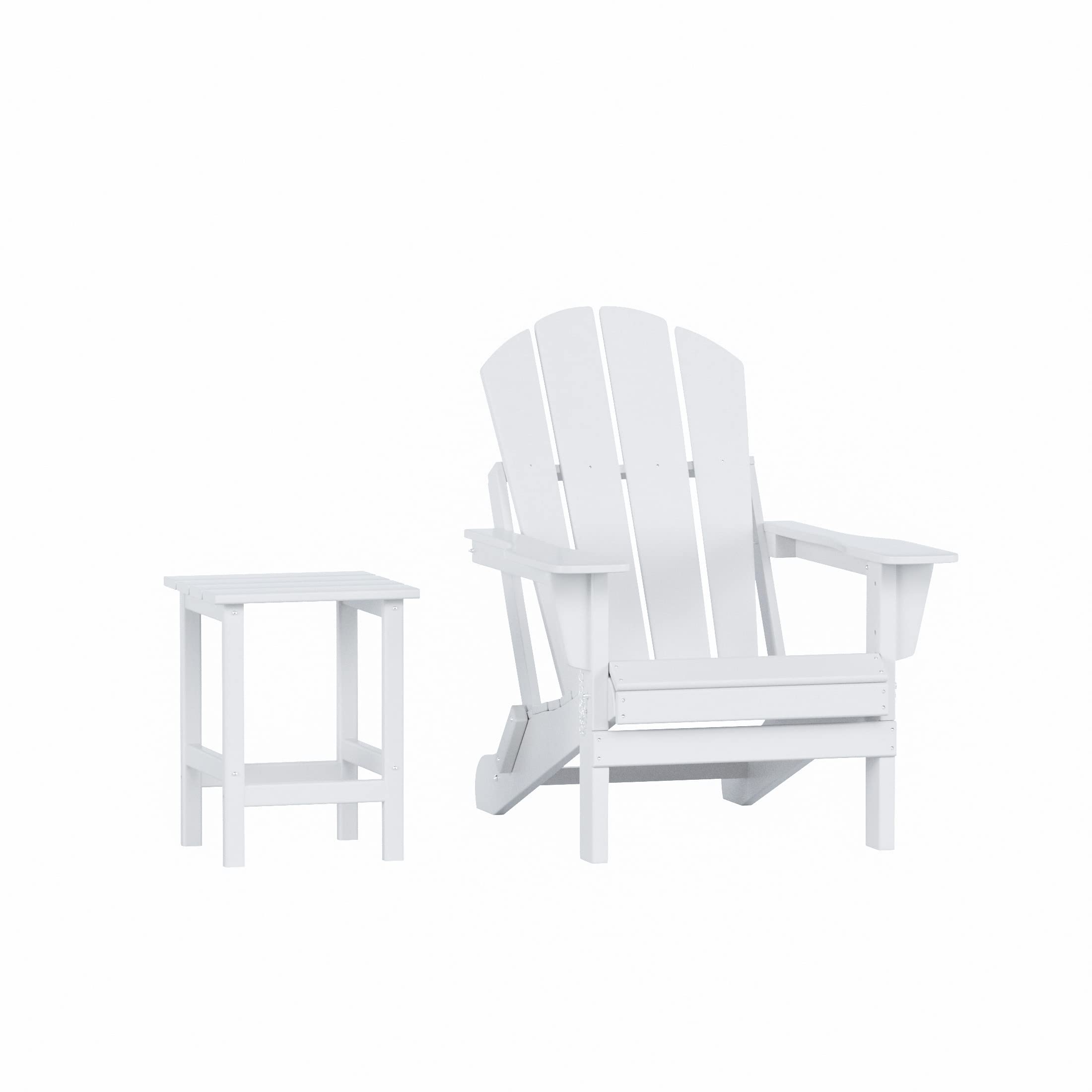 WestinTrends Malibu 2-Piece All-Weather Outdoor Adirondack Chair Set with Side Table - Durable Plastic Patio Furniture for Porch, Deck, Backyard & Garden - Perfect for Relaxing, Sunbathing & Outdoor Entertaining