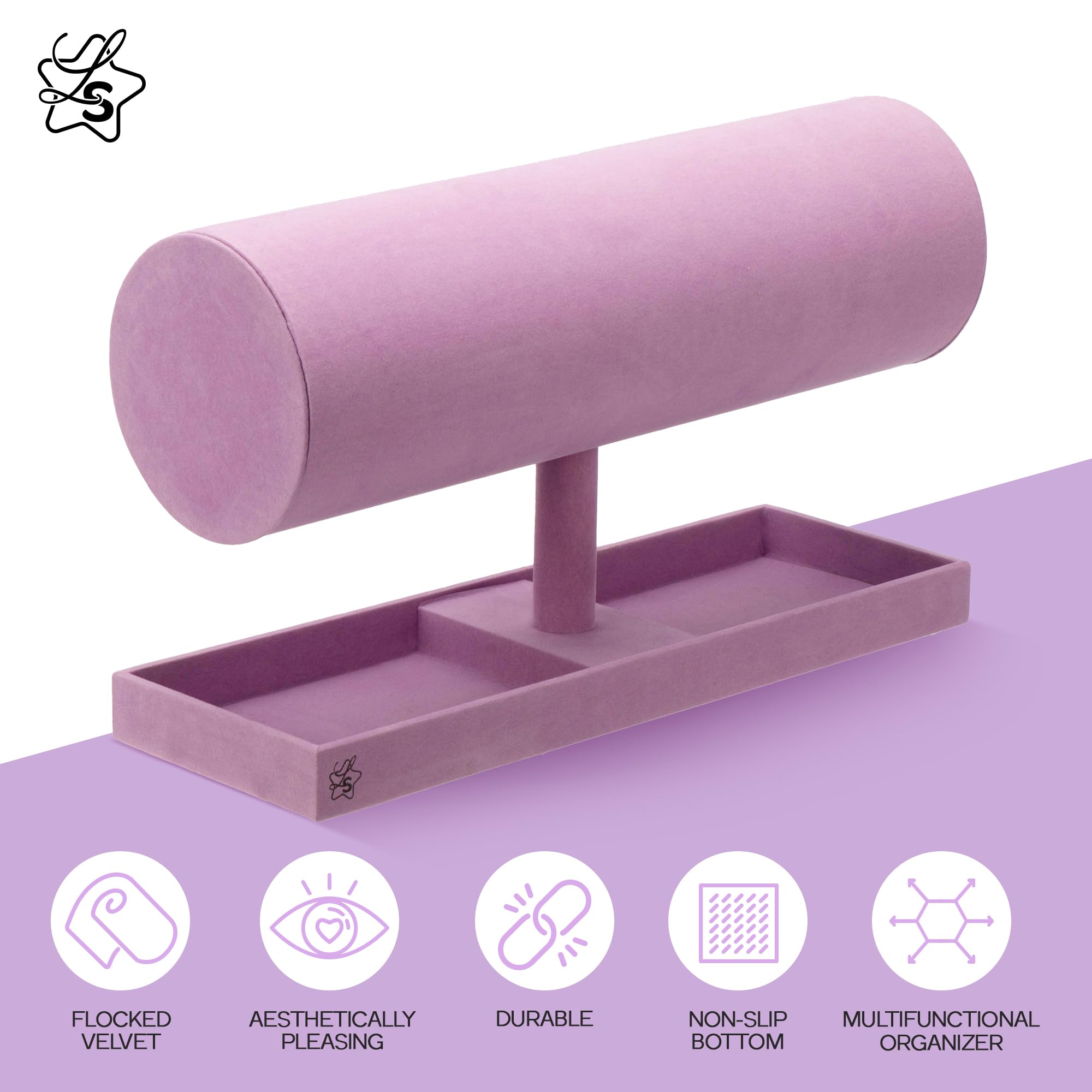 LS Lulu & Summer Headband Holder Organizer - Stylish Storage Stand Display Rack for Headbands, Hairbands, Disney Ears, Tiaras & Hair Accessories - Perfect for Women & Girls Bedroom, Bathroom & Vanity Organization (Purple)