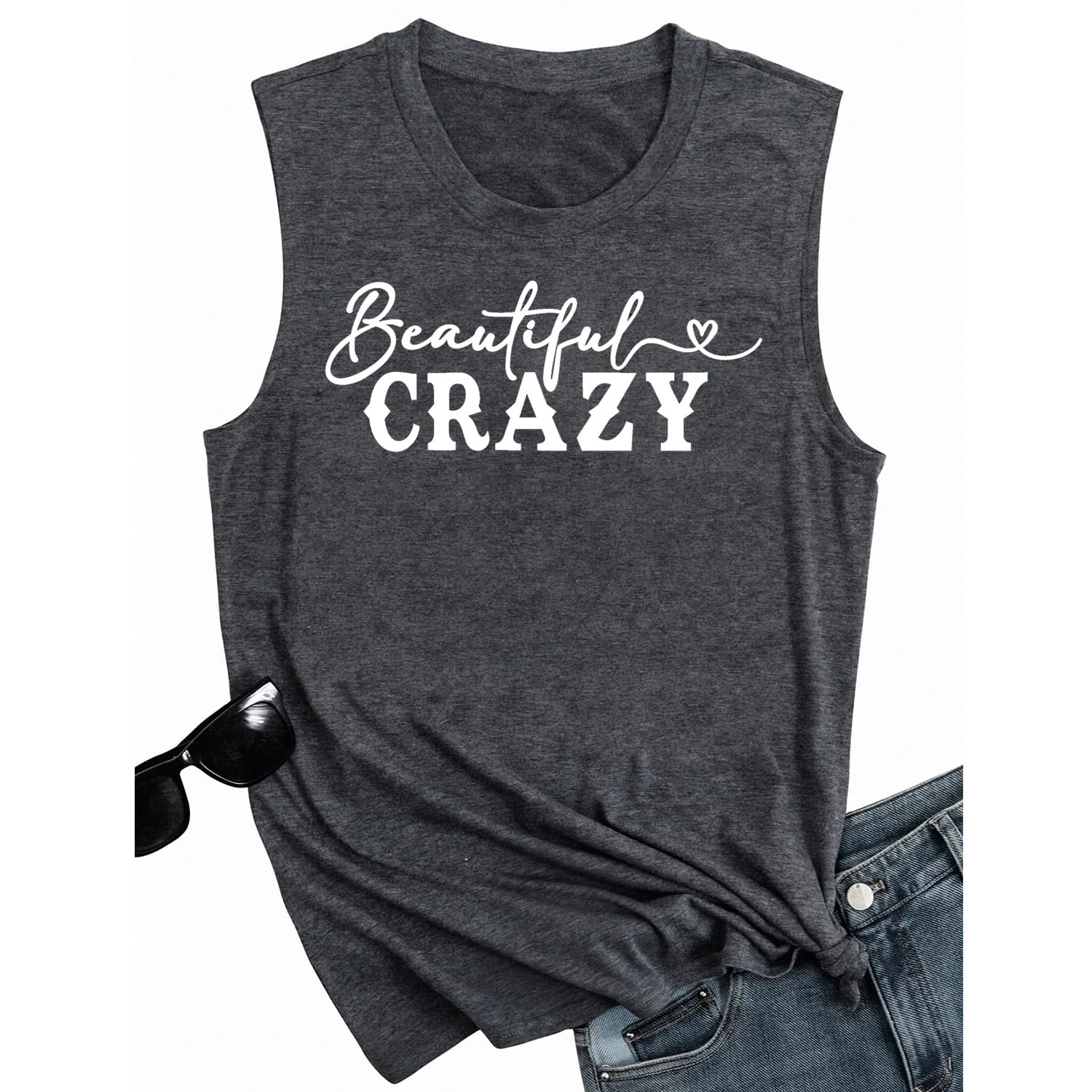 Women's Beautiful Crazy Tank Tops - Country Music Graphic Tees for Girls - Summer Sleeveless T-Shirts - Perfect for Concerts, Festivals & Casual Outfits