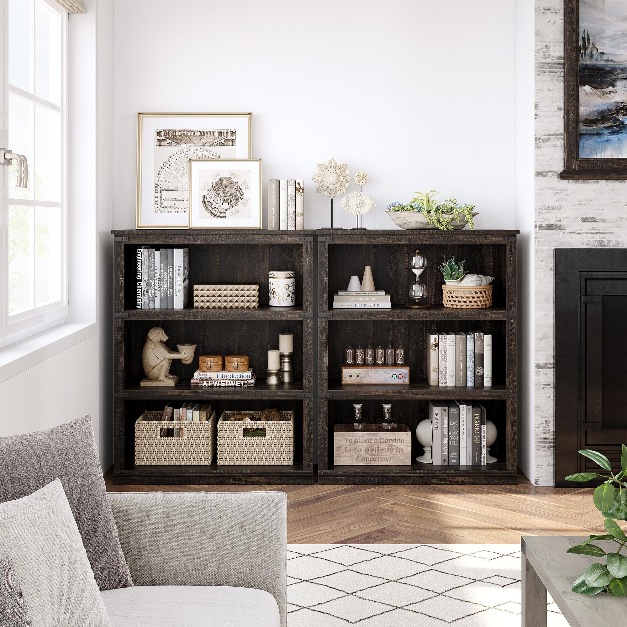 GARVEE 3-Tier Farmhouse Bookcase with Storage - 40