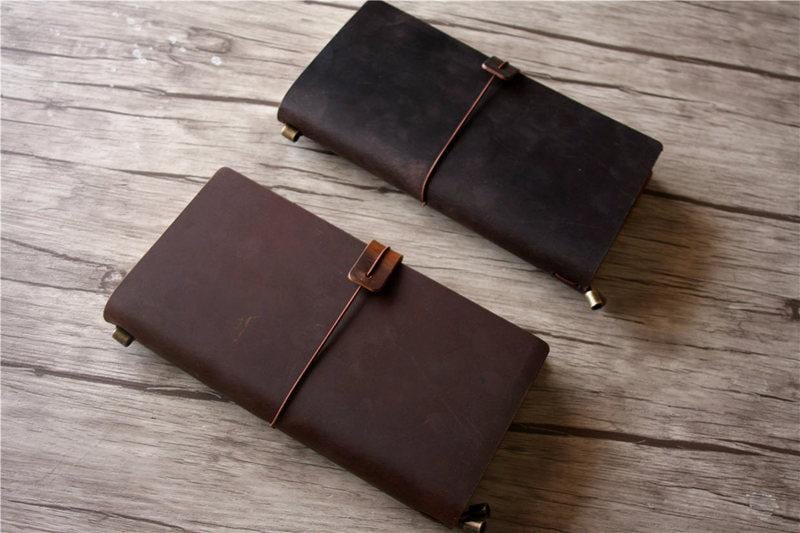 Personalized Leather Travelers Notebook Cover - Custom Name Engraved Refillable Journal for Bullet Journaling, Travel Diary & Daily Planner - Perfect Gift for Writers & Students