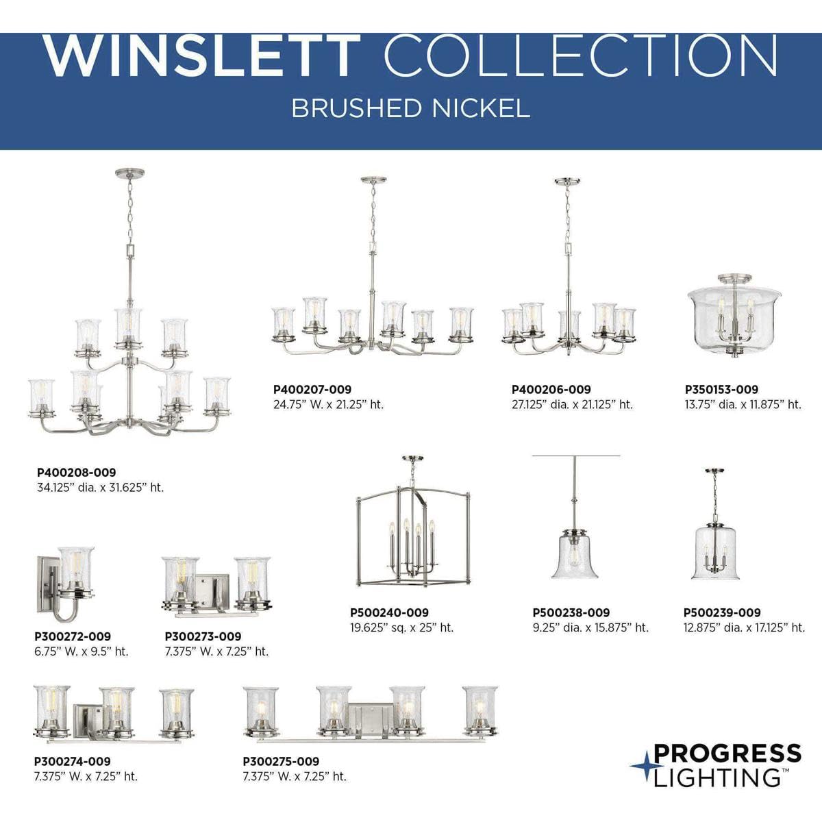 Winslett Collection 3-Light Clear Seeded Glass Coastal Pendant Light Fixture in Brushed Nickel Finish - Perfect for Kitchen Island, Dining Room, and Beach House Decor