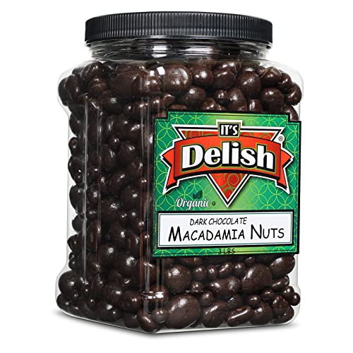 Organic Dark Chocolate Covered Macadamia Nuts - 3 LBS Bulk Size | Gourmet Vegan Kosher Healthy Snacks, USA Made | Perfect for Gifts, Parties, Office Treats & Holiday Desserts