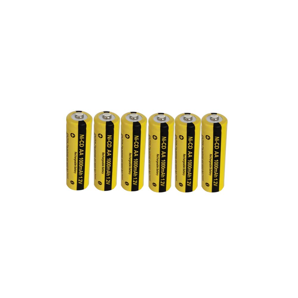 PKCELL 1.2V NiCd AA Rechargeable Batteries 1000mAh - 6 Pack for Solar Lights, Garden Lights, Outdoor Decor & Emergency Power Supply