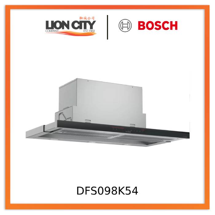 Bosch DFS098K54 90cm Stainless Steel Telescopic Range Hood - Powerful Kitchen Ventilation for Smoke & Odor Removal - Perfect for Modern Home Cooking