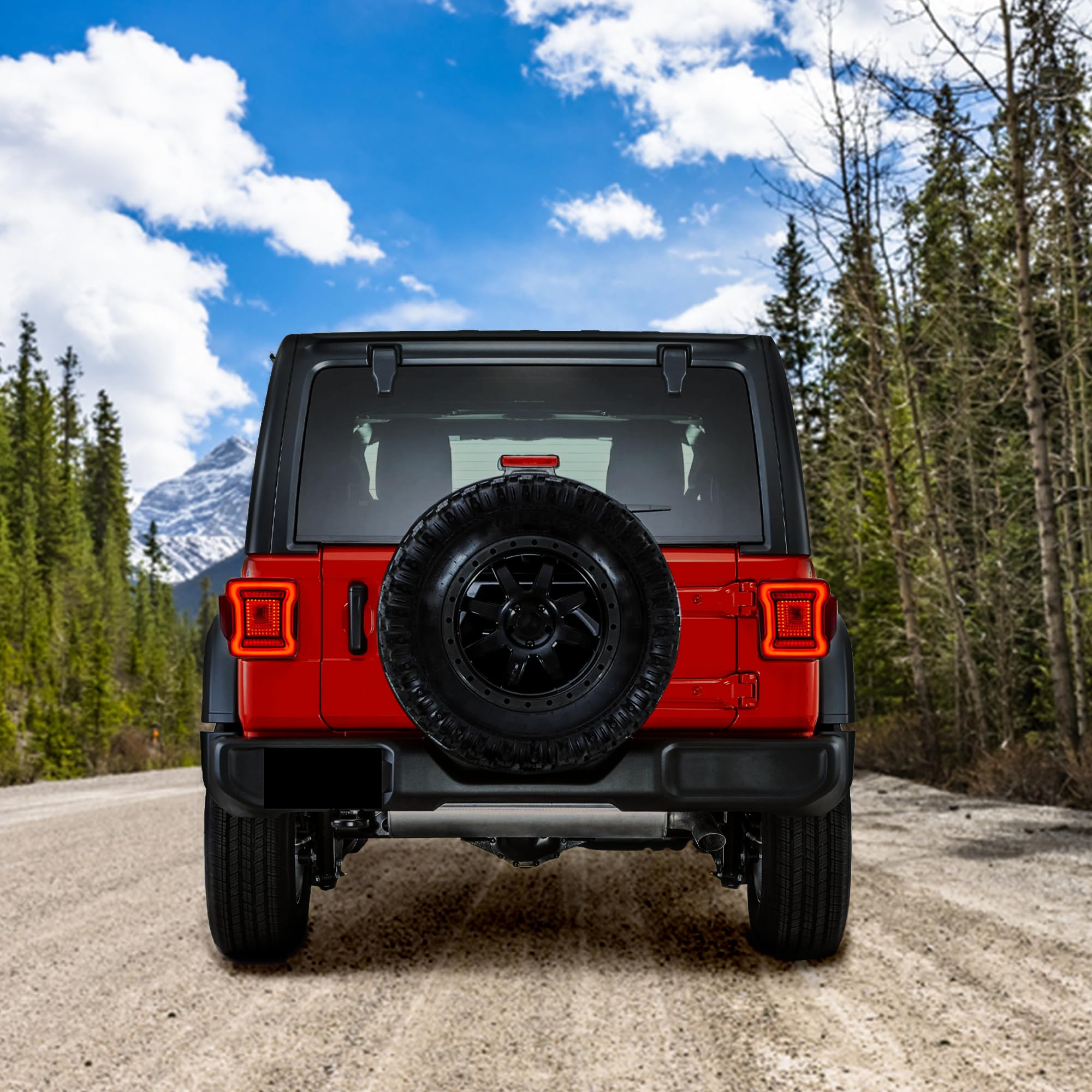AMERICAN MODIFIED LED Tail Lights with 4 Signal Functions - Compatible with 2018-2023 Jeep Wrangler JL, Red Lens V2 - Perfect for Off-Roading & Night Driving
