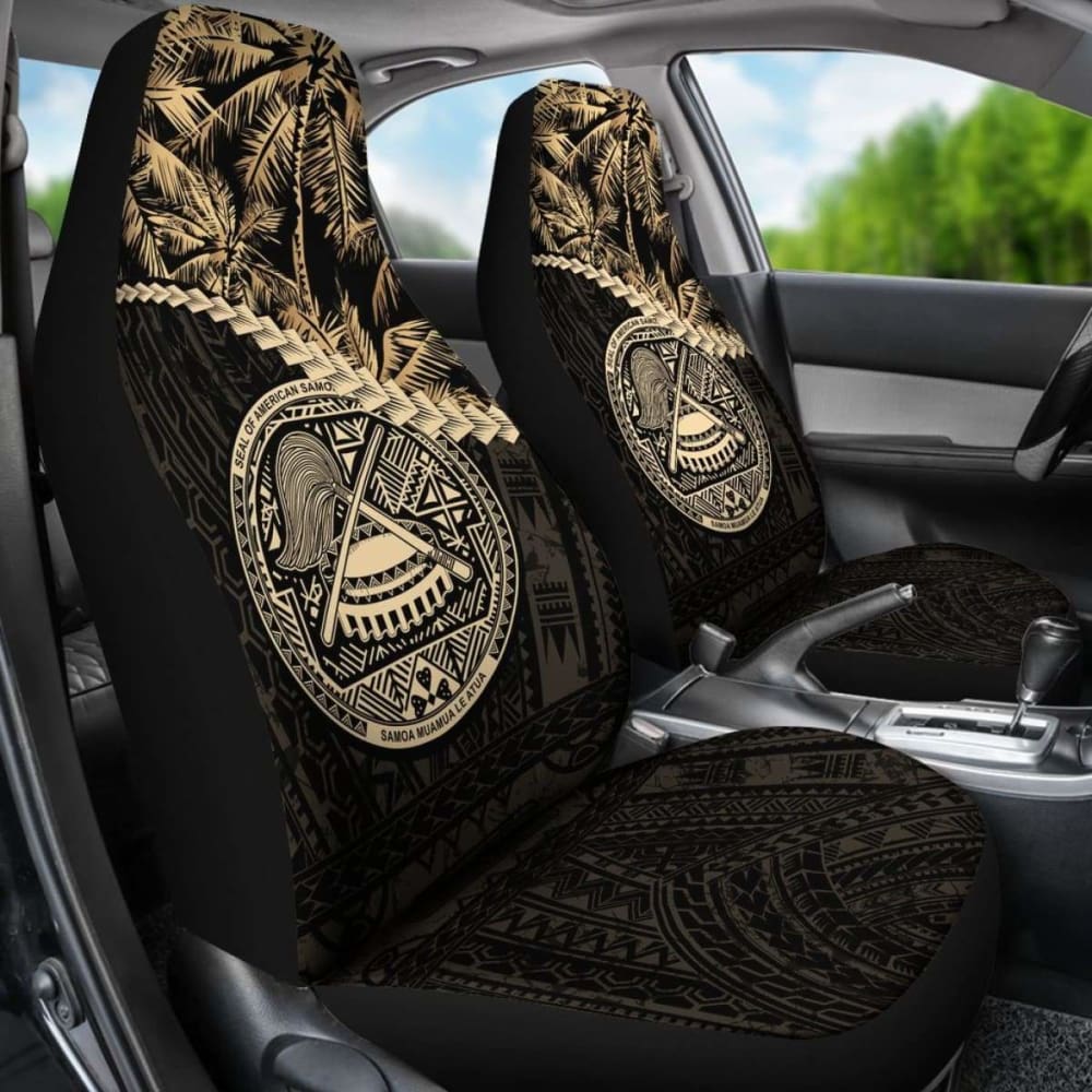 Premium American Samoa Car Seat Covers - Golden Coconut Design for Cars, Trucks & SUVs | Waterproof & Durable Protection for Road Trips & Daily Commutes