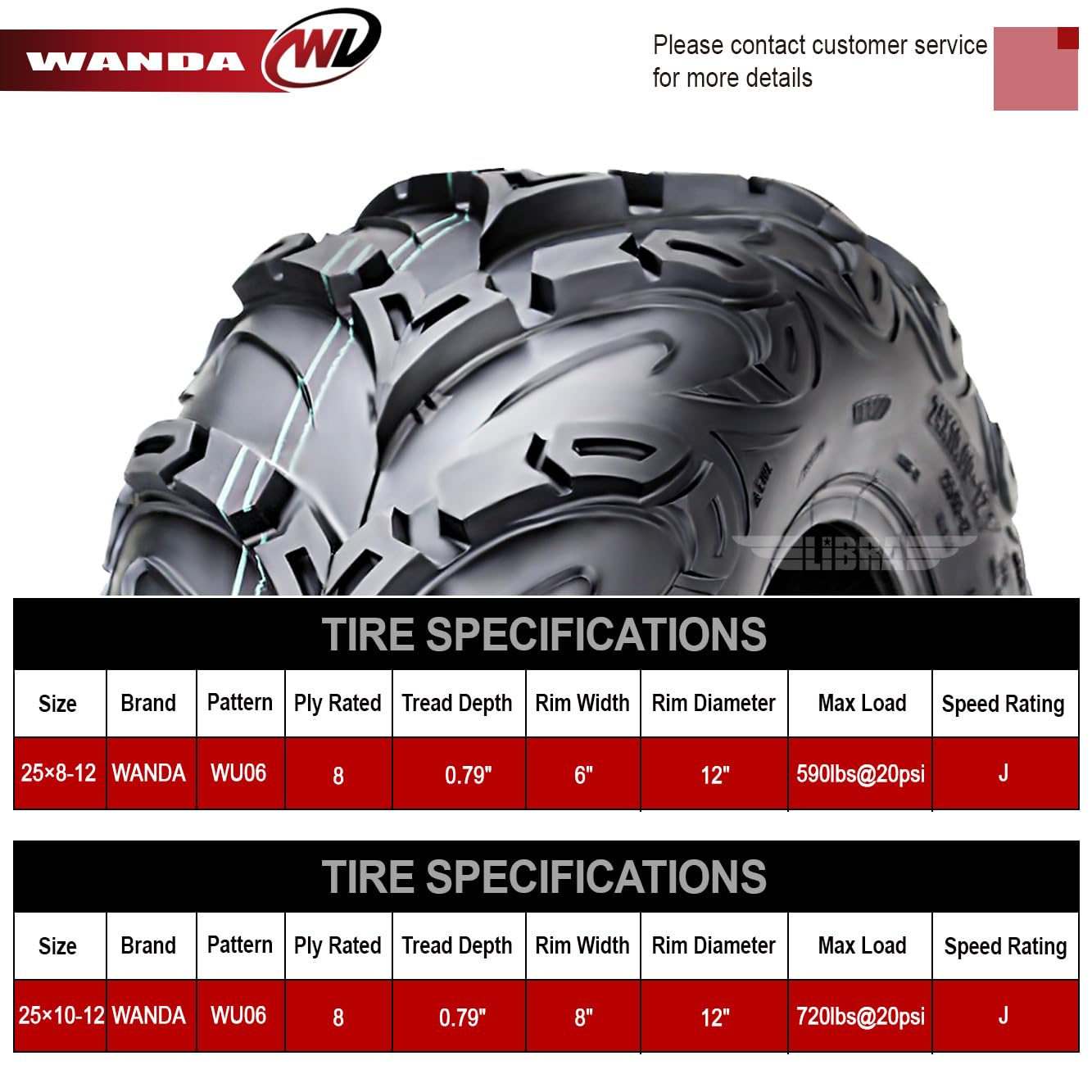 WANDA 8-Ply Mud Sling ATV Tires 25X8X12 & 25X10X12 - Compatible with 12-19 John Deere Gator XUV 550 560 590 - Perfect for Off-Roading, Farm Work & Mud Terrain Adventures
