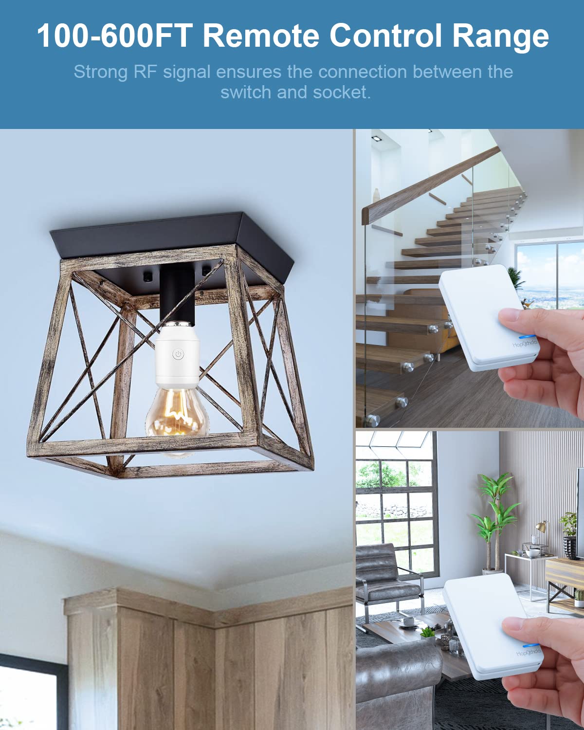 Smart Wireless Light Switch Kit for 500W E26/E27 Bulb Base Holder - Remote Control & Timer Function - Perfect for Bedroom, Living Room, and Smart Home Automation