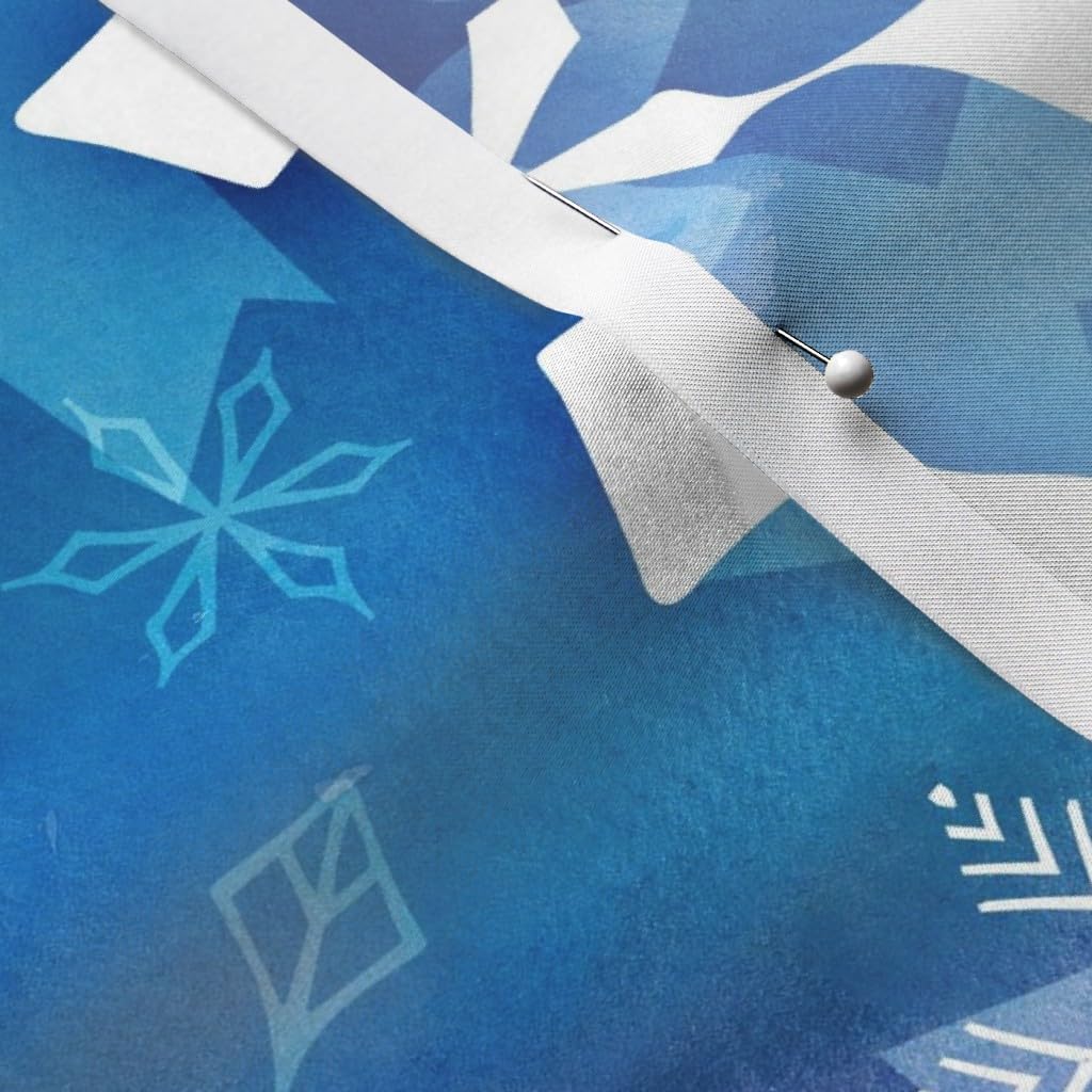 Aurora Snowflakes Blue Satin Fabric by The Yard - Premium Sewing Material for Lining, Apparel, Fashion, Blankets & Home Decor - Perfect for DIY Dresses, Curtains & Quilting Projects