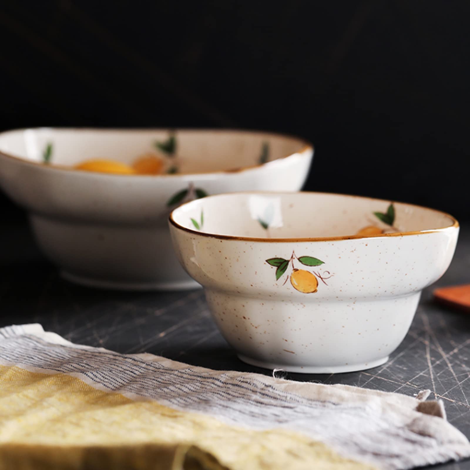 Stackable Round Fine Porcelain Salad Bowls Set - Microwave Safe Ceramic Soup, Ramen, Cereal & Pasta Serving Bowls for Kitchen, Dining & Meal Prep (Various Sizes) - Perfect for Family Dinners, Entertaining Guests & Healthy Meal Portioning