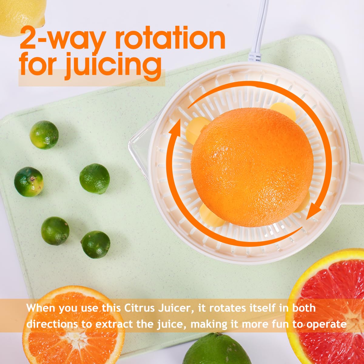 Electric Citrus Juicer - ZNOOAV BPA-Free Juicer with Adjustable Pulp Control, Easy to Clean Compact Design for Oranges, Lemons & Limes - Perfect for Breakfast, Cocktails & Healthy Juicing at Home