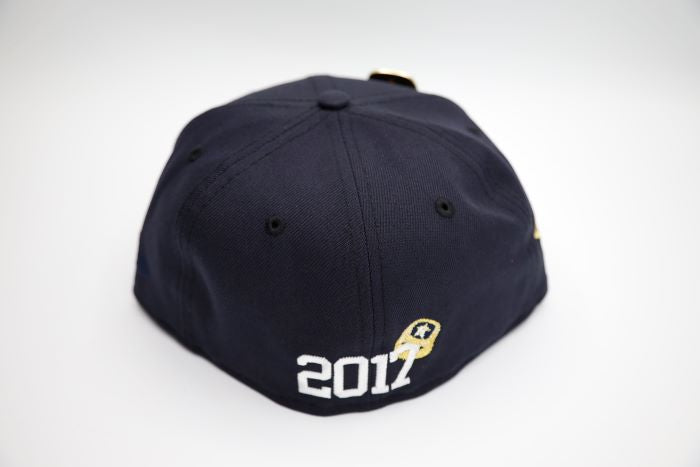New Era Houston Astros WS17 Championship 59Fifty Fitted Cap - Navy & Metallic Gold - Official MLB Baseball Hat for Men - Perfect for Games, Collecting & Fan Apparel