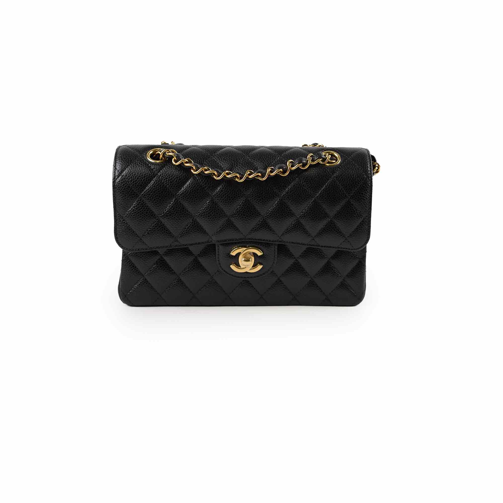 Chanel Caviar Small Classic Flap Bag with Gold Hardware & Microchip - Luxury Crossbody Purse for Women, Perfect for Date Night & Special Occasions