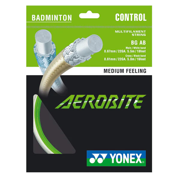 Yonex Aerobite Badminton String Set (10m) - High Performance Badminton Racket String for Durability & Control | Perfect for Tournament Play & Training
