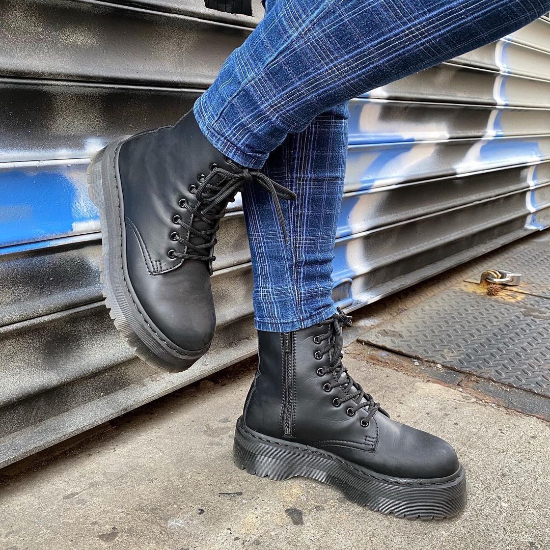 Dr. Martens Vegan Jadon II Black Leather Boots - Stylish & Comfortable for Everyday Wear, Work & Outdoor Adventures