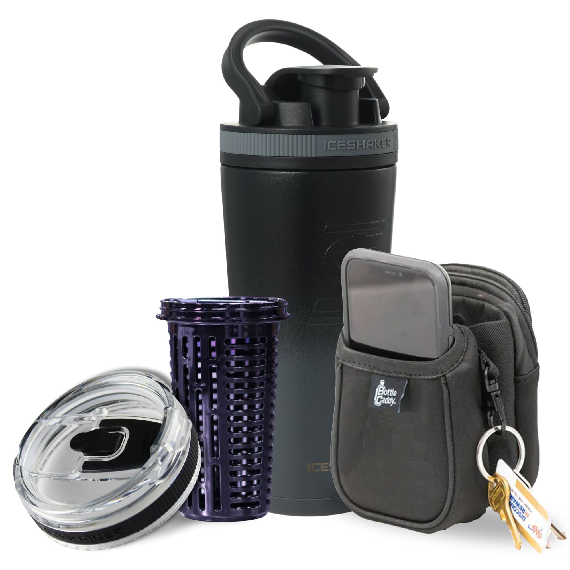 26oz Grey Color Rush Ice Shaker Bottle Bundle - Perfect for Gym, Workouts & Outdoor Sports