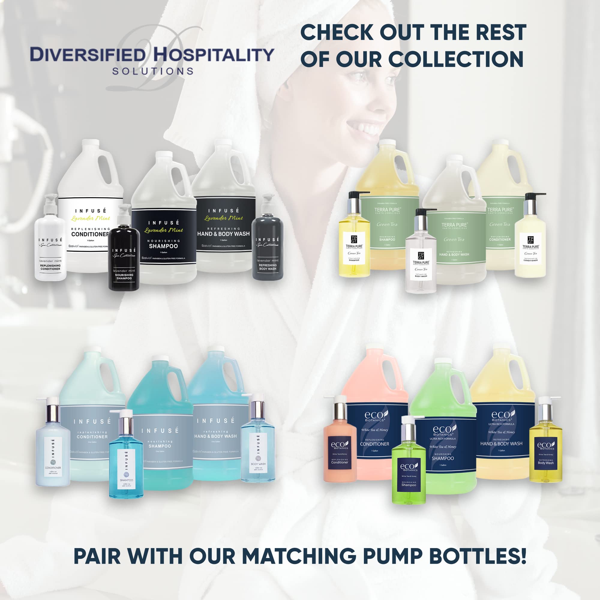 Terra Pure Infuse Hotel Hand & Body Wash - 1 Gallon Bulk Refill for Hospitality & Vacation Rentals | Premium Liquid Soap for Dispensers in Hotels, Spas & Airbnb (4-Pack) | Ideal for Guest Bathrooms & Commercial Use
