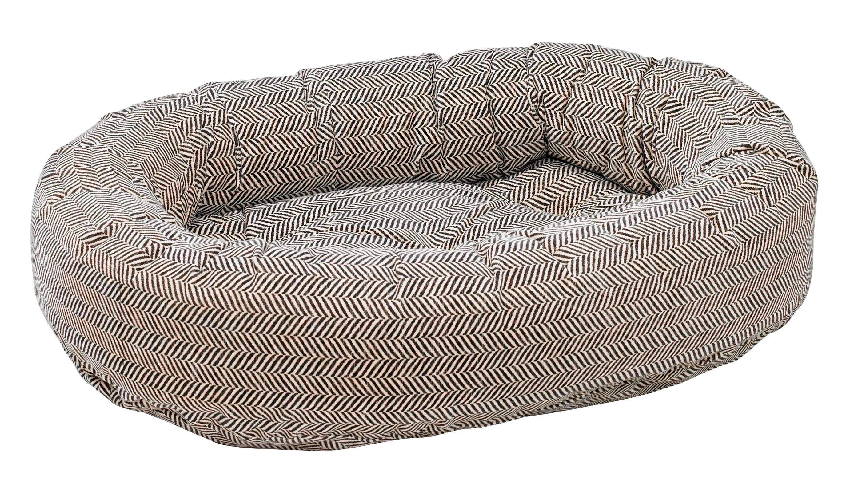 Bowser's Donut Bed - Soft Herringbone Microvelvet Pet Bed for Dogs & Cats - Cozy & Durable for Indoor Lounging & Sleeping
