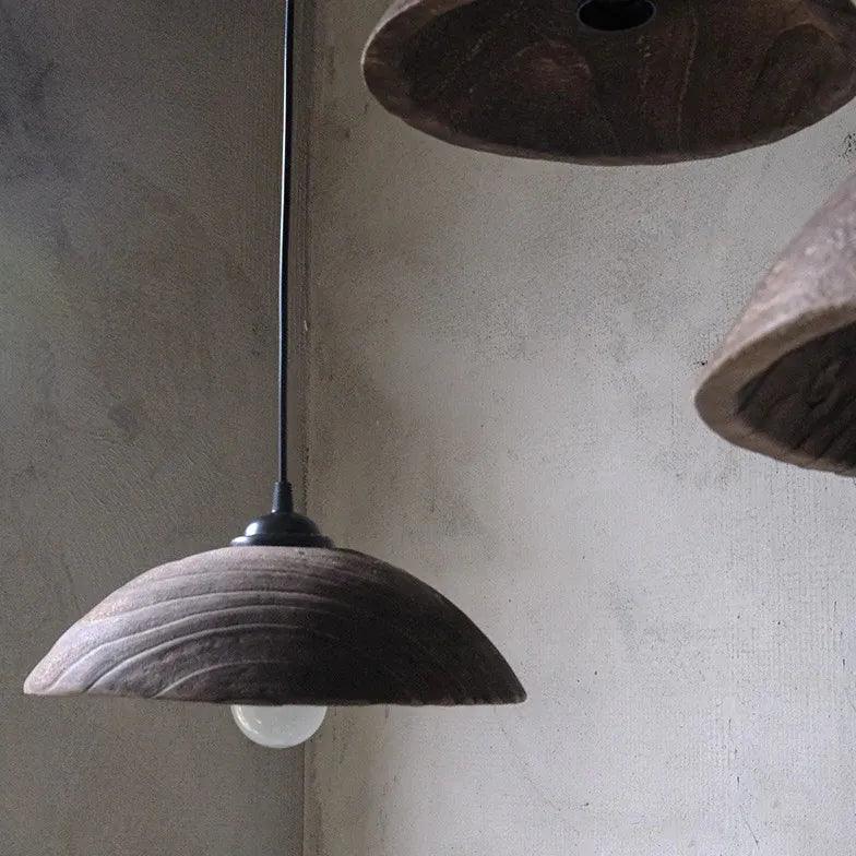 Modern Wooden Semi-Sphere Single Head Pendant Light - Minimalist Ceiling Lighting for Dining Room, Kitchen Island & Bedroom Decor