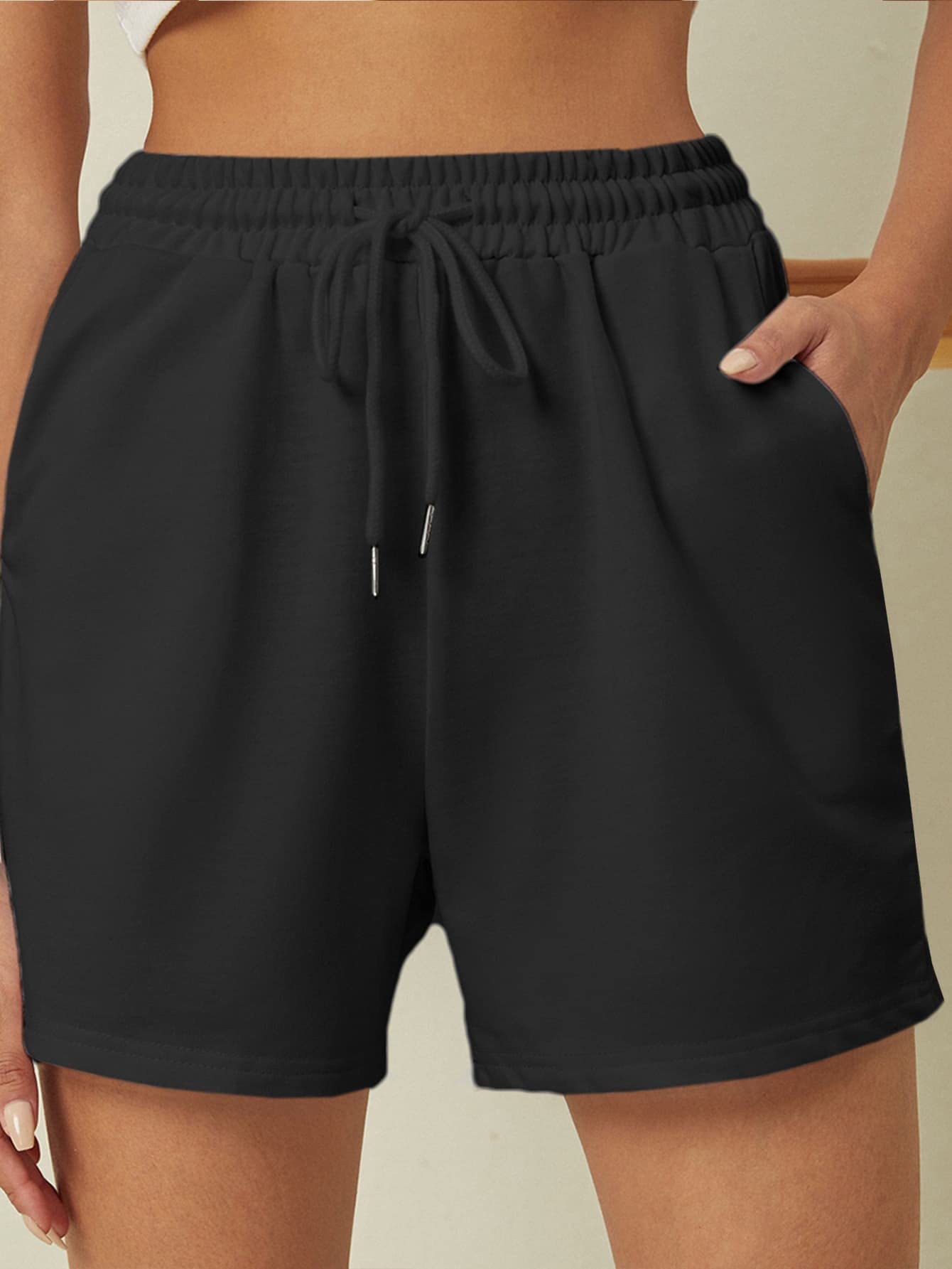 Verdusa Women's High-Waisted Workout Shorts with Drawstring & Pockets - Breathable Running Yoga Athletic Shorts for Gym, Jogging, and Casual Wear