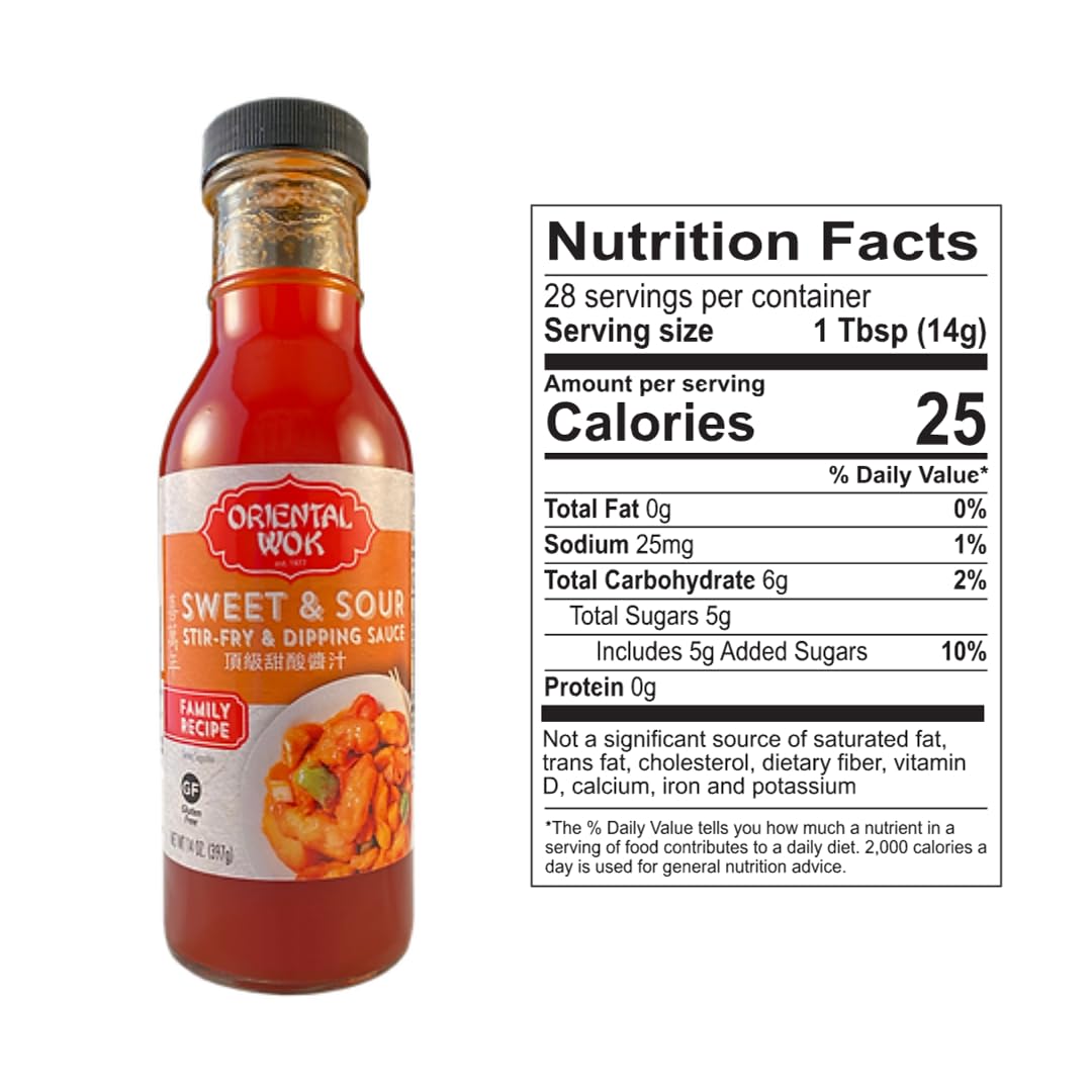 Gourmet Sweet & Sour Sauce with Orange, Pineapple Juice, Apple & Ginger - Perfect for Stir-Fry, Dipping & Asian Cuisine - 14 oz (2 Pack) - Ideal for Chicken, Pork, Spring Rolls & Appetizers