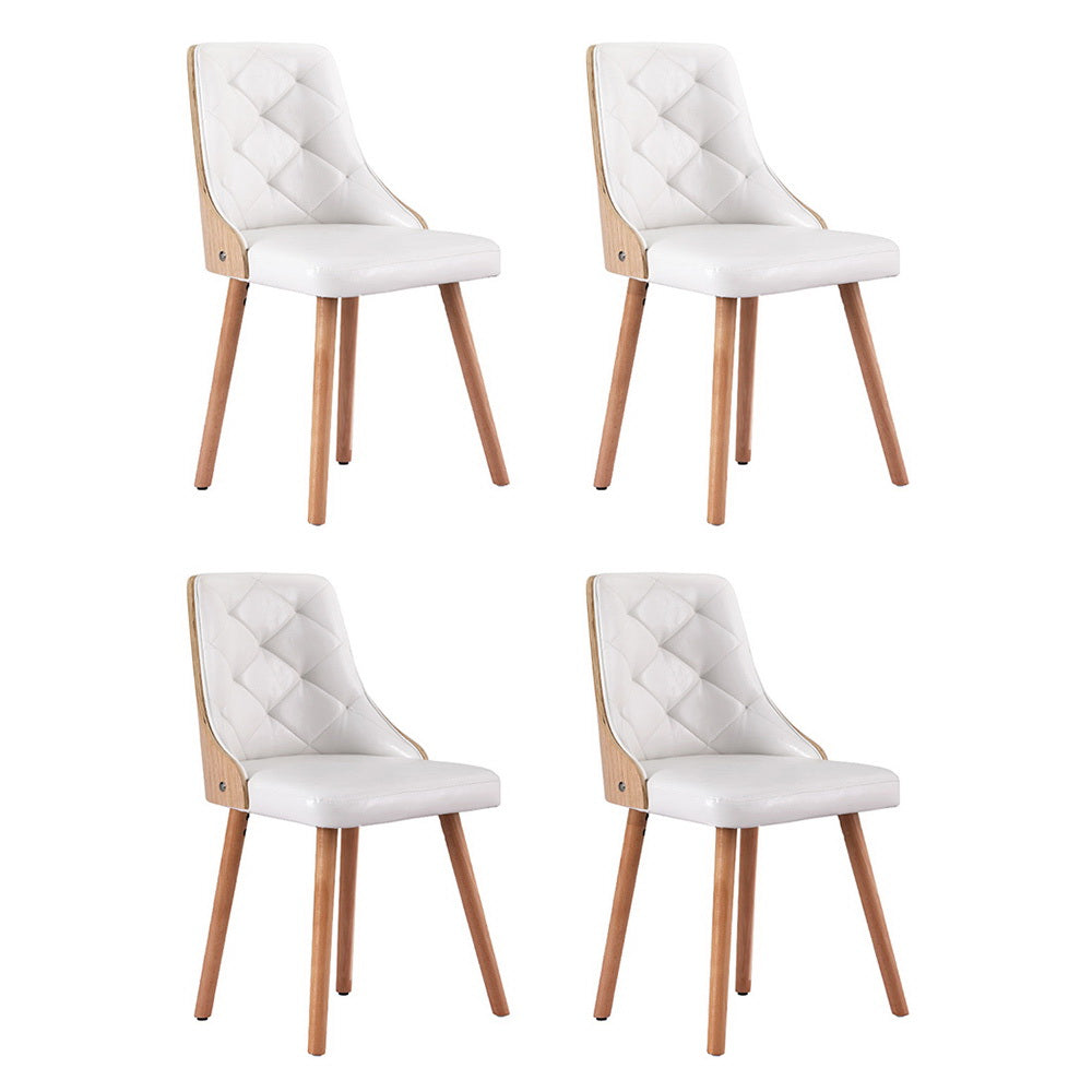 4-Piece Set of Artiss White PU Dining Chairs - Modern Kitchen & Dining Room Furniture for Home & Restaurant Use