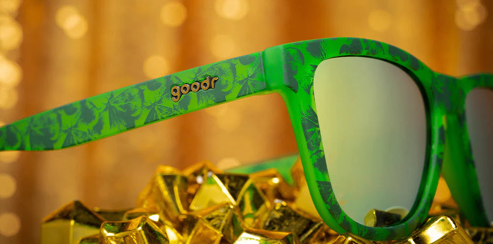 Goodr Sunglasses Clover Me in Gold - Polarized Aviator Sunglasses for Men & Women - UV Protection for Running, Cycling, and Outdoor Activities