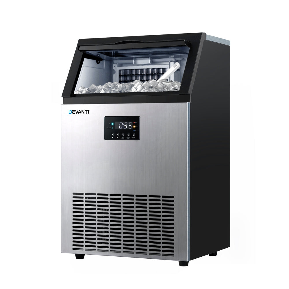 Devanti 45kg Commercial Ice Maker Machine - Heavy Duty Countertop Ice Cube Maker for Restaurants, Bars, Cafes, and Catering Businesses
