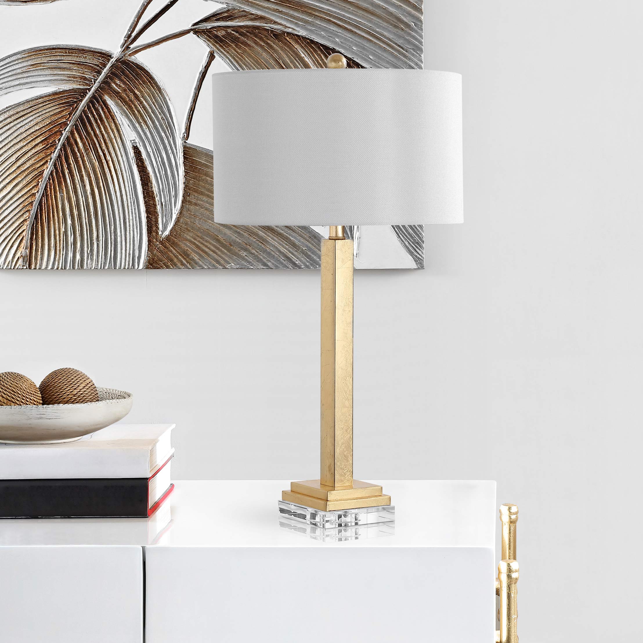 SAFAVIEH Perri Farmhouse 30-inch Table Lamp Set of 2 - Gold & Crystal Base LED Desk Lamp for Bedroom, Living Room, Home Office & Nightstand (Bulbs Included) | Elegant Lighting for Cozy Home Decor & Workspace Ambience
