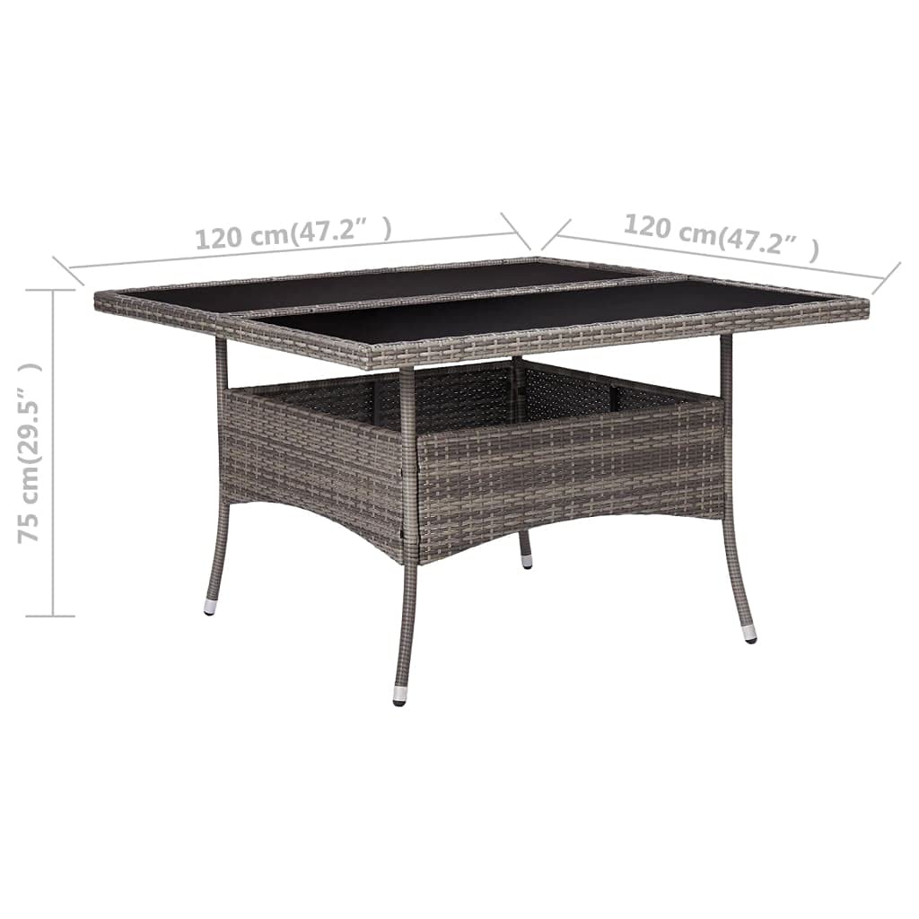 CHARMMA Gray Poly Rattan & Glass Patio Dining Table - 26.2KG - Outdoor Furniture for Garden, Balcony & Backyard Dining