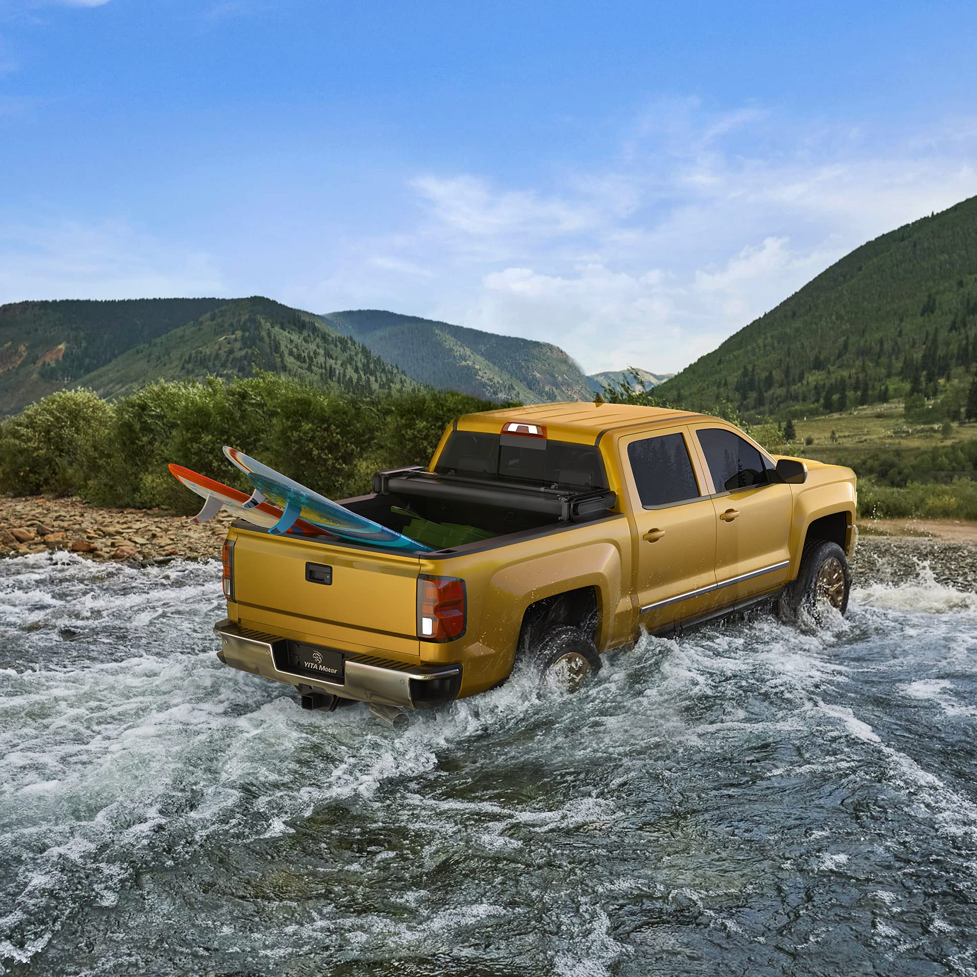 YITAMOTOR Soft Quad Fold Truck Bed Tonneau Cover for 2015-2025 Ford F150 F-150 5.5 ft Styleside Bed | Waterproof & Durable Truck Accessory | Perfect for Hauling, Camping & Outdoor Adventures