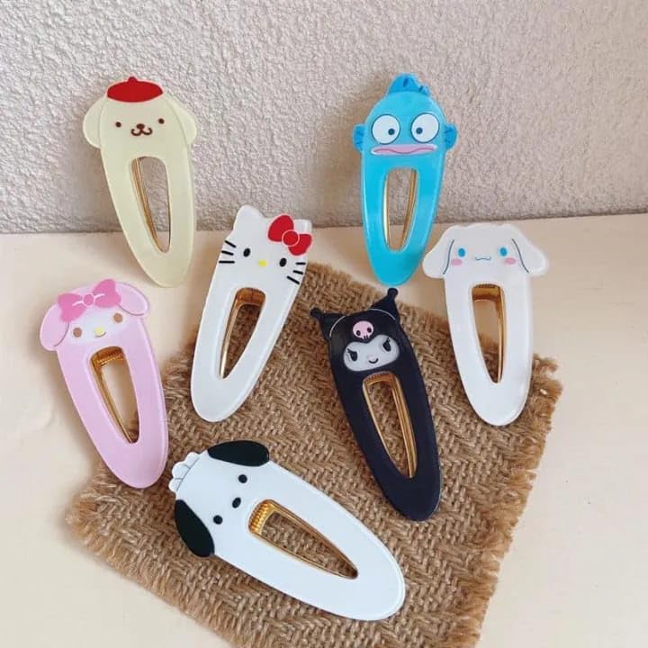 6Pcs Cute Sanrio Hair Clips Set - Hello Kitty, Cinnamoroll & Kuromi Hairpins for Women & Girls | Adorable Hair Accessories for Bangs, Ponytails & Gifts | Perfect for School, Parties & Everyday Style