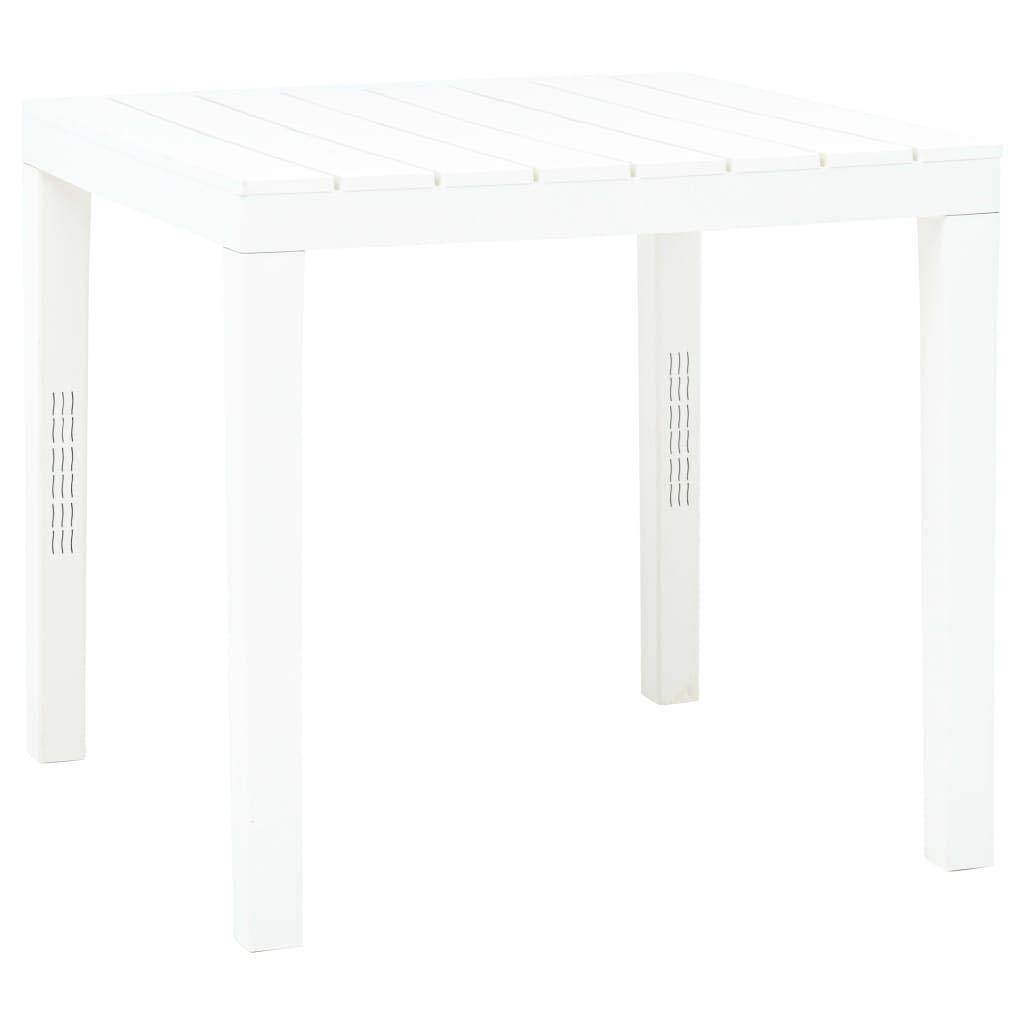 Square Patio Coffee Table - Outdoor Indoor Side Table for Garden, Picnic, Party - White Plastic 30.7