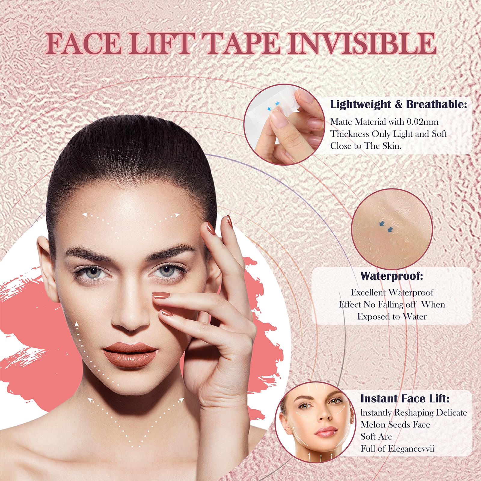 Instant Face Lift Tape - Invisible Stickers for Jowls & Double Chin - 60PCS - Perfect for Makeup & Skin Tightening