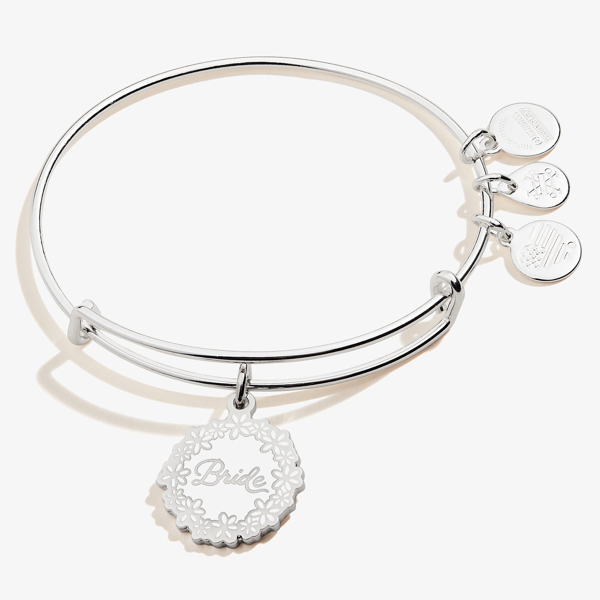 Elegant Bride Charm Bangle - Sterling Silver Wedding Bracelet for Brides, Bridesmaids & Engagement - Perfect for Wedding, Anniversary & Special Occasions