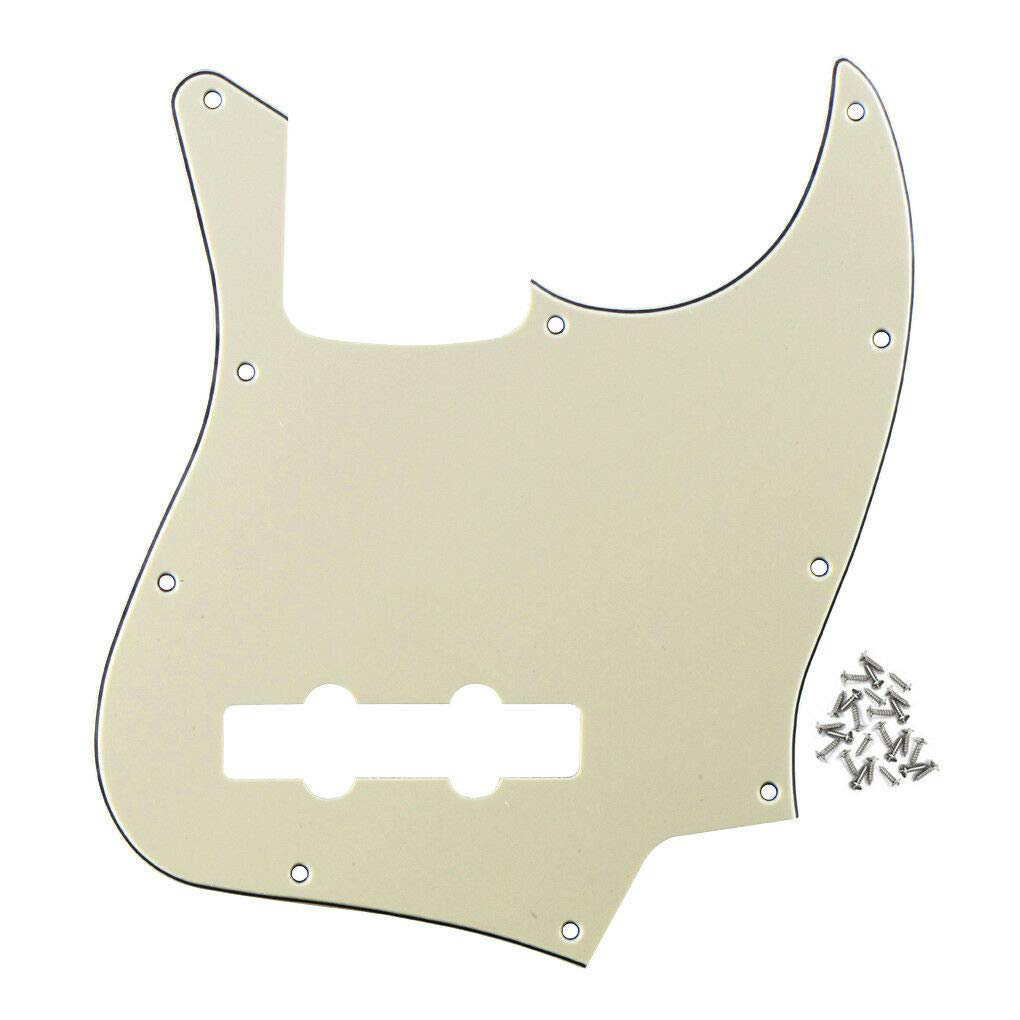 J Bass Pickguard 10-Hole Scratch Plate for Standard 4-String Jazz Bass Guitar - Grey Pearl 4-Ply | Replacement Part for Fender Jazz Bass | Perfect for DIY Guitar Repair & Customization